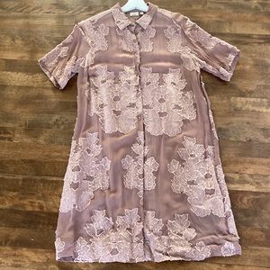 Aritzia chiffon dress with appliqué, dusty rose